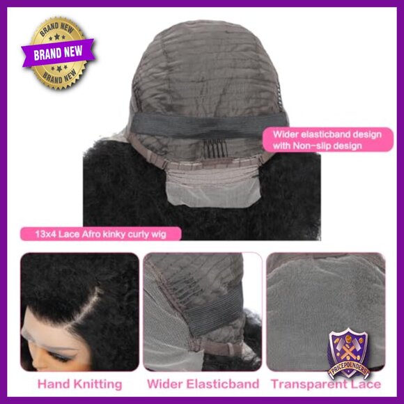13x4 Lace Front Wig 18 Inch Human Hair Blended Afro Kinky Curly main image 4
